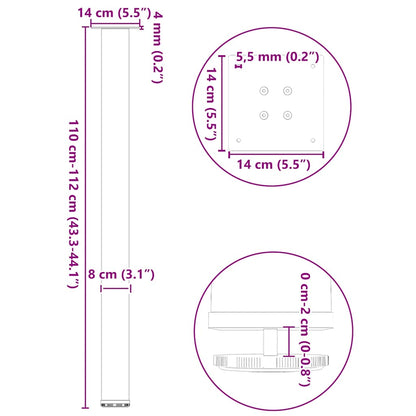 Gambe per Tavolino 4 pz Nero 110-112 cm in Acciaio - homemem39