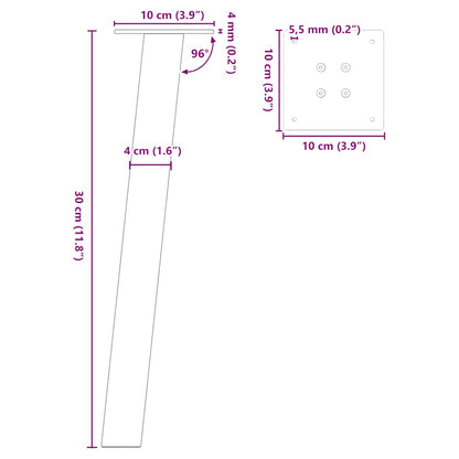 Gambe per tavolino da caffè 4 pz in acciaio naturale 30 cm