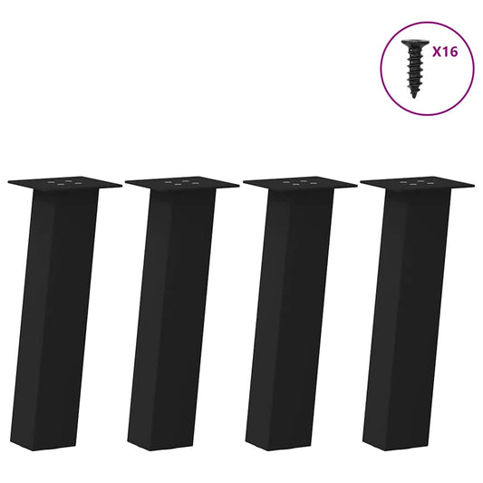 Gambe per Tavolino 4 pz Nero 42 cm in Acciaio - homemem39