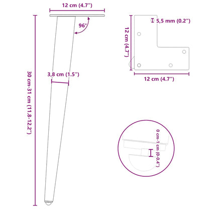 Gambe per Tavolino da Caffè Forma Conica 4 pz Antracite 30-31cm