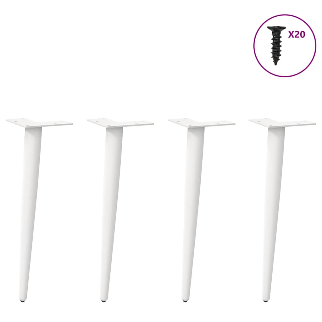 Gambe per Tavolino da Caffè Forma Conica 4 pz Bianche 42-43 cm