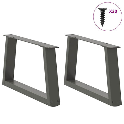 Gambe Tavolo Pranzo a V 2 pz Antracite 50x(30-31,3)cm Acciaio - homemem39
