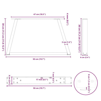 Gambe Tavolo Pranzo a V 2 pz Antracite 50x(30-31,3)cm Acciaio - homemem39