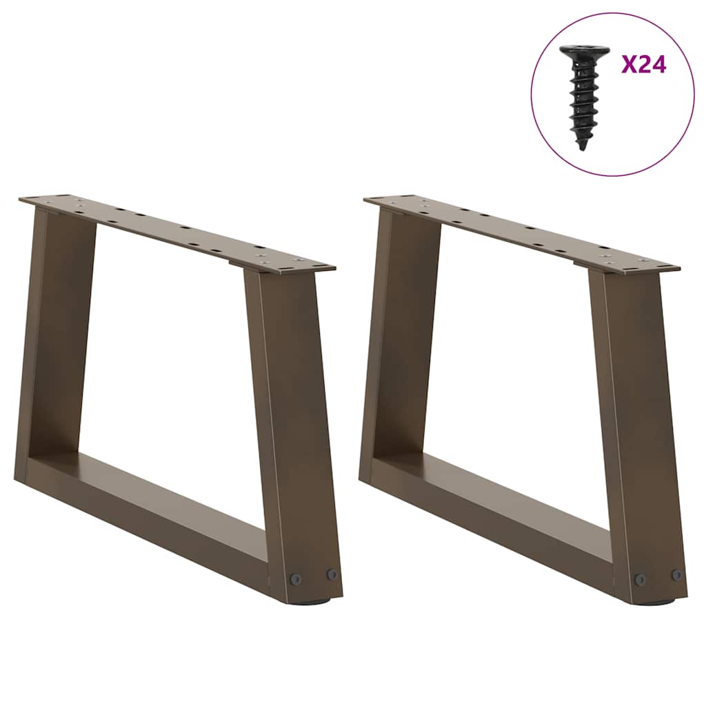 Gambe per Tavolo Pranzo a V 2pz Naturale 60x(30-31,3)cm Acciaio - homemem39
