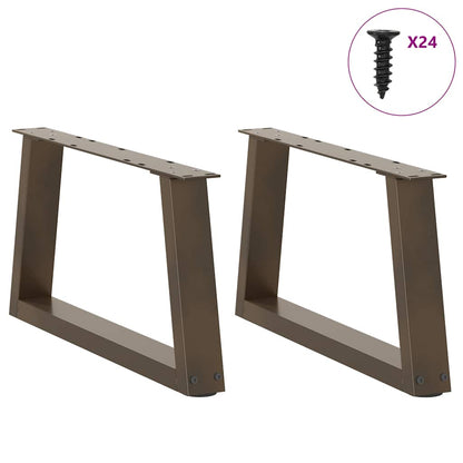 Gambe per Tavolo Pranzo a V 2pz Naturale 60x(30-31,3)cm Acciaio - homemem39