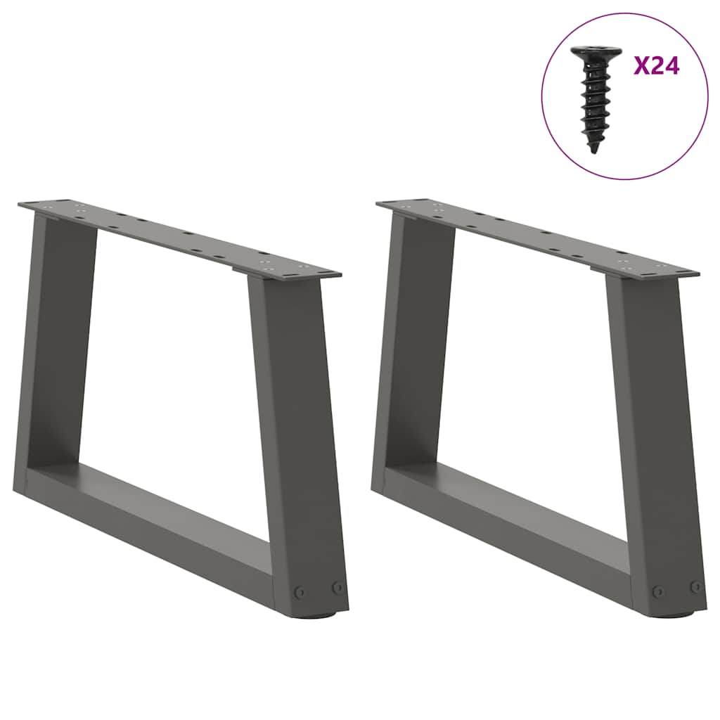 Gambe Tavolino da Caffè forma V 2 pz Antracite 70x(30-31,3) cm