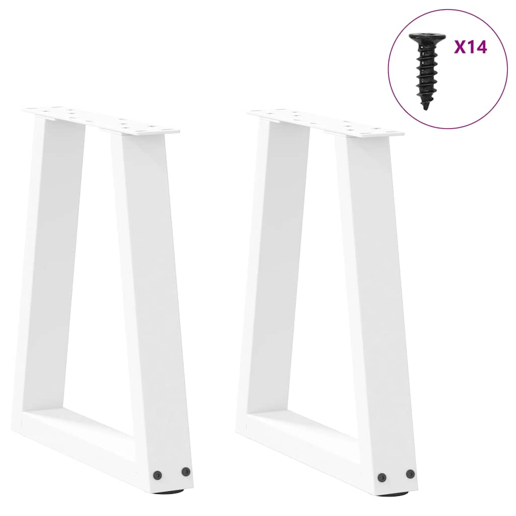 Gambe per Tavolo Pranzo a V 2 pz Bianco 38x(42-43,3)cm Acciaio - homemem39