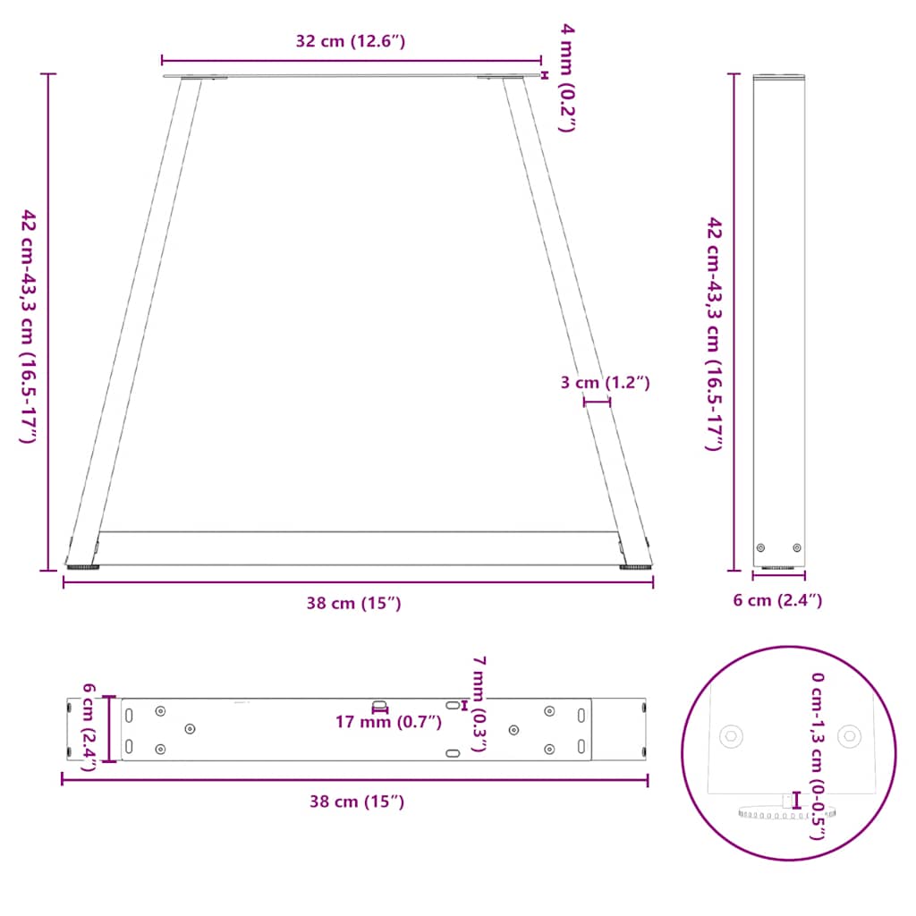 Gambe per Tavolo Pranzo a V 2 pz Bianco 38x(42-43,3)cm Acciaio - homemem39