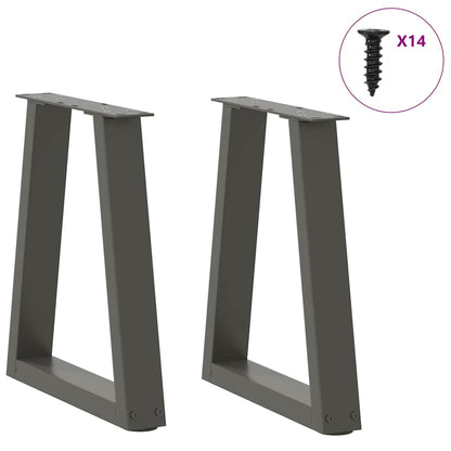 Gambe Tavolo Pranzo a V 2 pz Antracite 38x(42-43,3)cm Acciaio - homemem39
