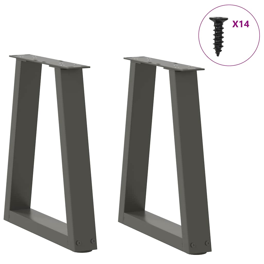 Gambe Tavolino da Caffè forma V 2 pz Antracite 38x(42-43,3) cm