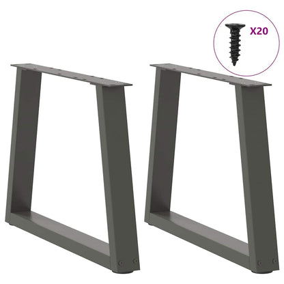 Gambe Tavolino da Caffè forma V 2 pz Antracite 50x(42-43,3) cm