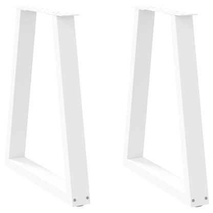 Gambe per tavolo da pranzo forma V 2 pz bianche 50x(72-73,3) cm