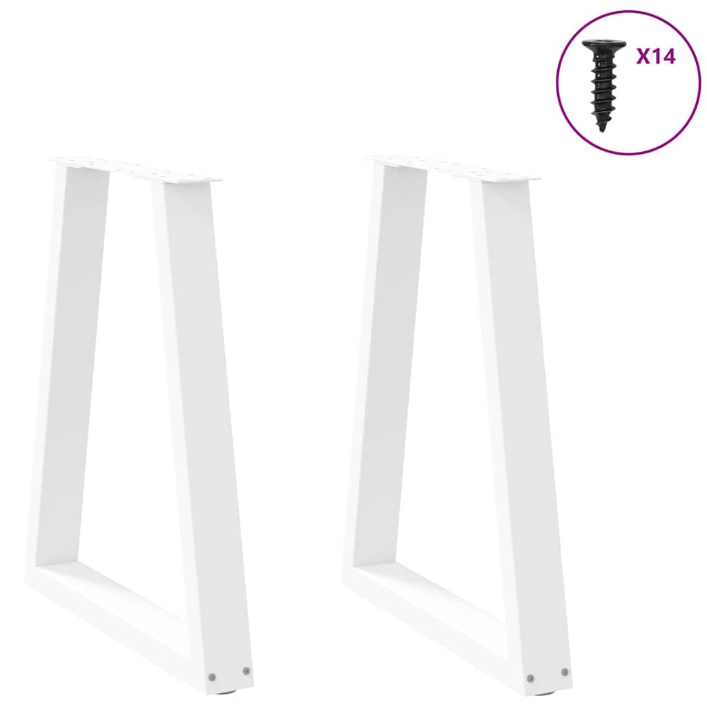 Gambe per tavolo da pranzo a forma di V 2 pz bianche 50x(72-73,3) cm in acciaio | homemem39