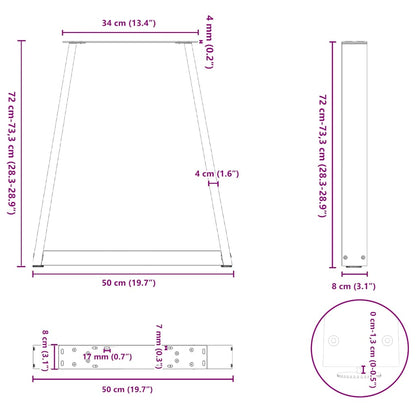 Gambe per tavolo da pranzo a forma di V 2 pz bianche 50x(72-73,3) cm in acciaio | homemem39
