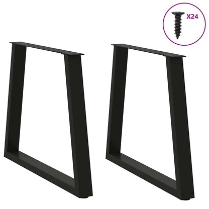 Gambe per tavolo da pranzo forma V 2 pz nere 80x(72-73,3) cm