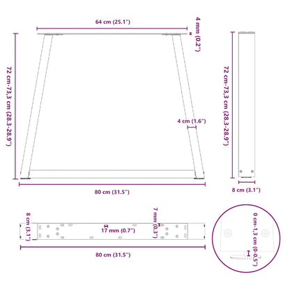 Gambe per Tavolo da Pranzo a V 2 pz Nero 80x(72-73,3)cm Acciaio - homemem39