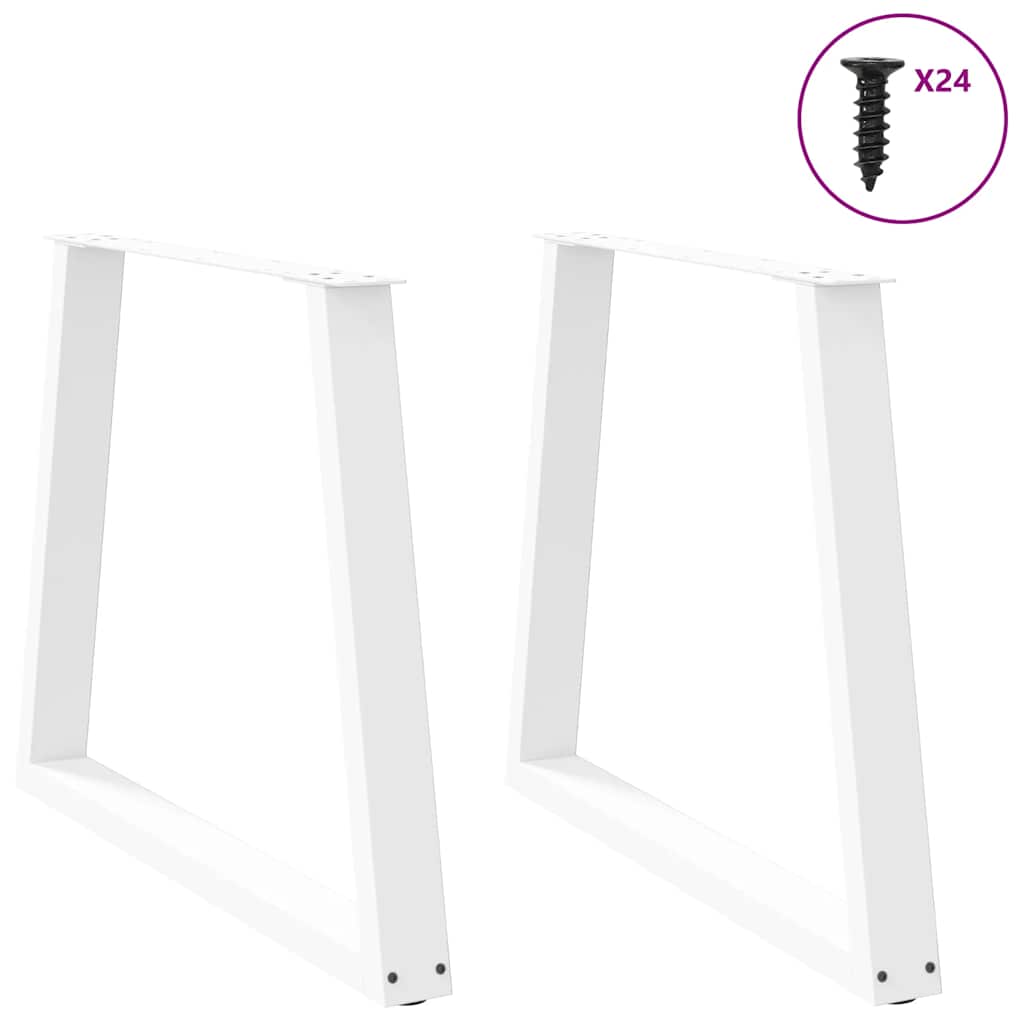 Gambe per Tavolo Pranzo a V 2 pz Bianco 80x(72-73,3)cm Acciaio - homemem39