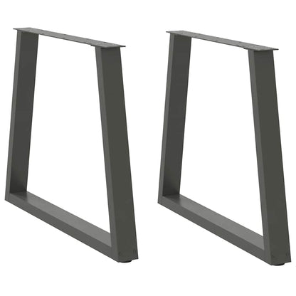 Gambe Tavolo Pranzo a V 2 pz Antracite 80x(72-73,3)cm Acciaio - homemem39