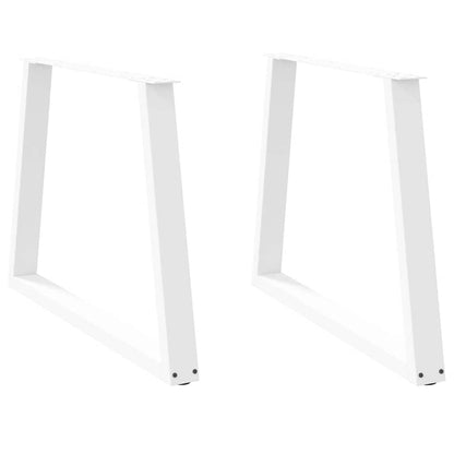 Gambe per Tavolo Pranzo a V 2 pz Bianco 90x(72-73,3)cm Acciaio - homemem39