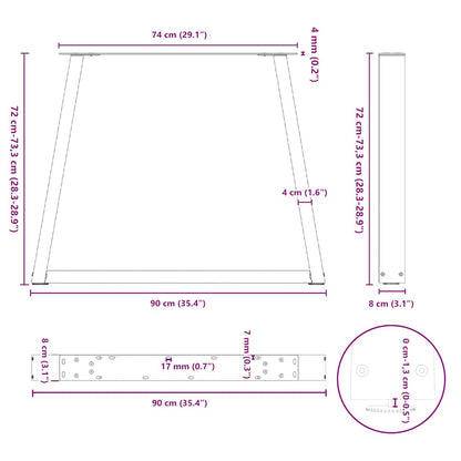 Gambe tavolo da pranzo forma V 2 pz Antracite 90x(72-73,3) cm