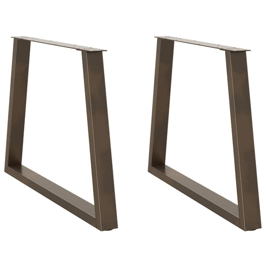 Gambe per Tavolo Pranzo a V 2pz Naturale 90x(72-73,3)cm Acciaio - homemem39