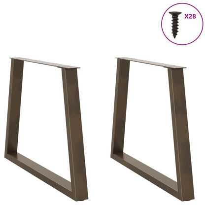Gambe per Tavolo Pranzo a V 2pz Naturale 90x(72-73,3)cm Acciaio - homemem39