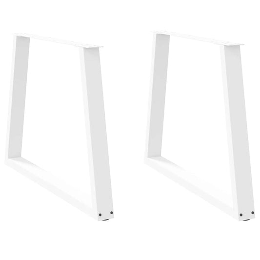 Gambe per Tavolo Pranzo a V 2 pz Bianco 100x(72-73,3)cm Acciaio - homemem39