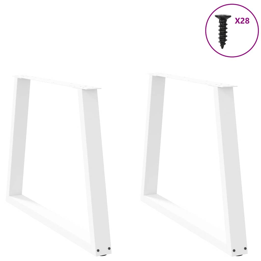 Gambe per Tavolo Pranzo a V 2 pz Bianco 100x(72-73,3)cm Acciaio - homemem39