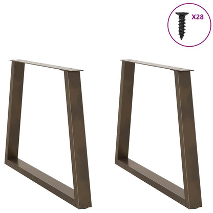 Gambe Tavolo Pranzo a V 2 pz Naturale 100x(72-73,3)cm Acciaio - homemem39