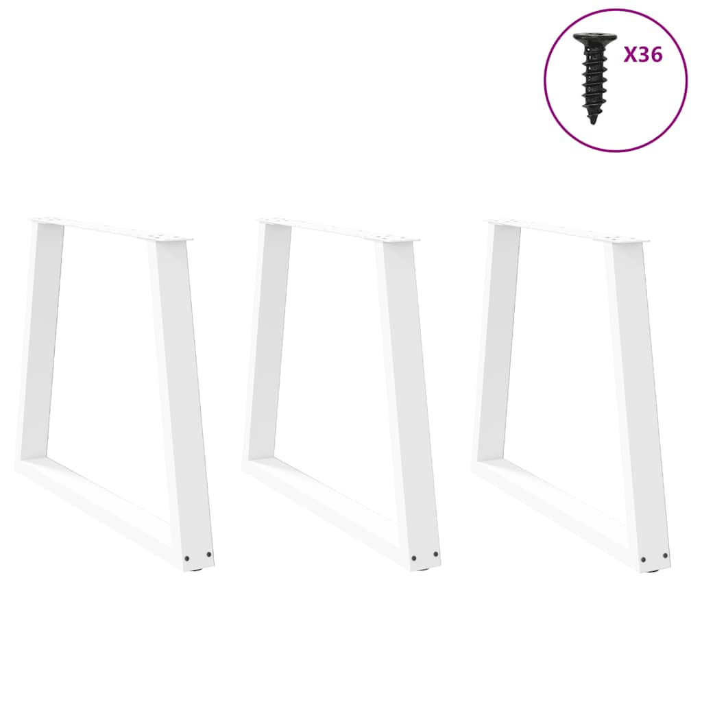 Gambe per Tavolo Pranzo a V 3 pz Bianco 70x(72-73,3)cm Acciaio - homemem39