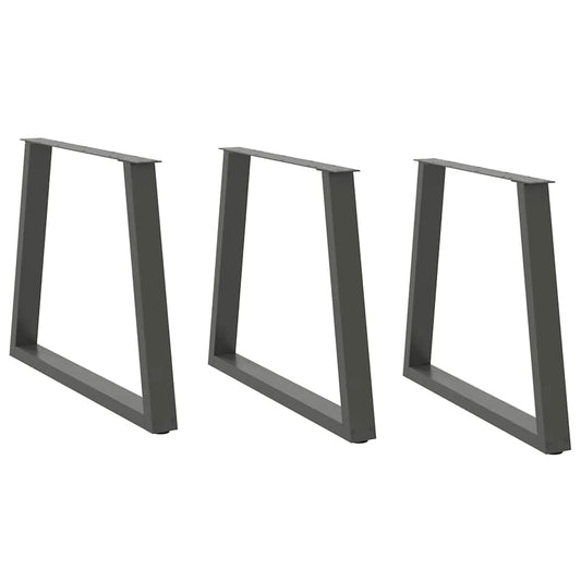 Gambe Tavolo Pranzo a V 3 pz Antracite 70x(72-73,3)cm Acciaio - homemem39