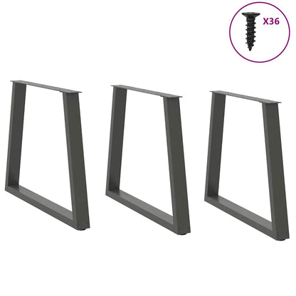 Gambe Tavolo Pranzo a V 3 pz Antracite 70x(72-73,3)cm Acciaio - homemem39