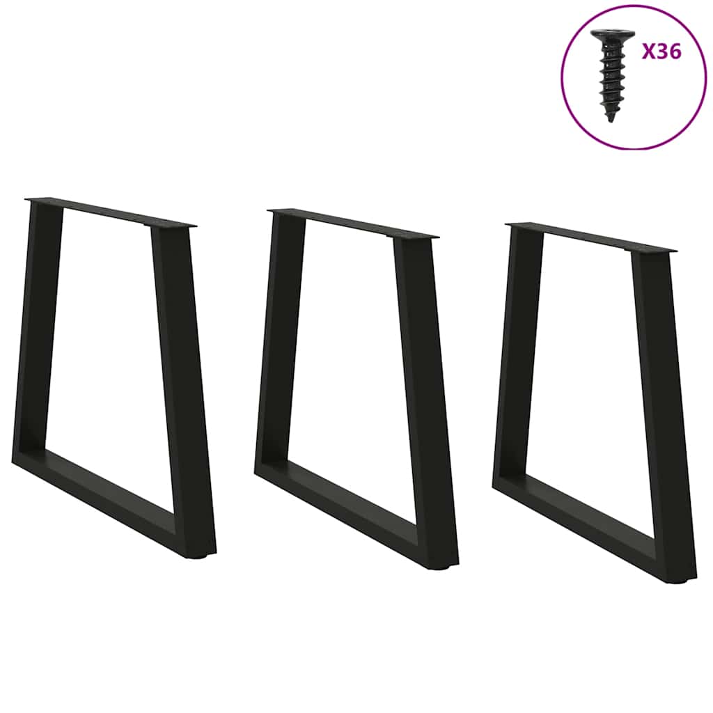 Gambe per Tavolo da Pranzo a V 3 pz Nero 80x(72-73,3)cm Acciaio - homemem39