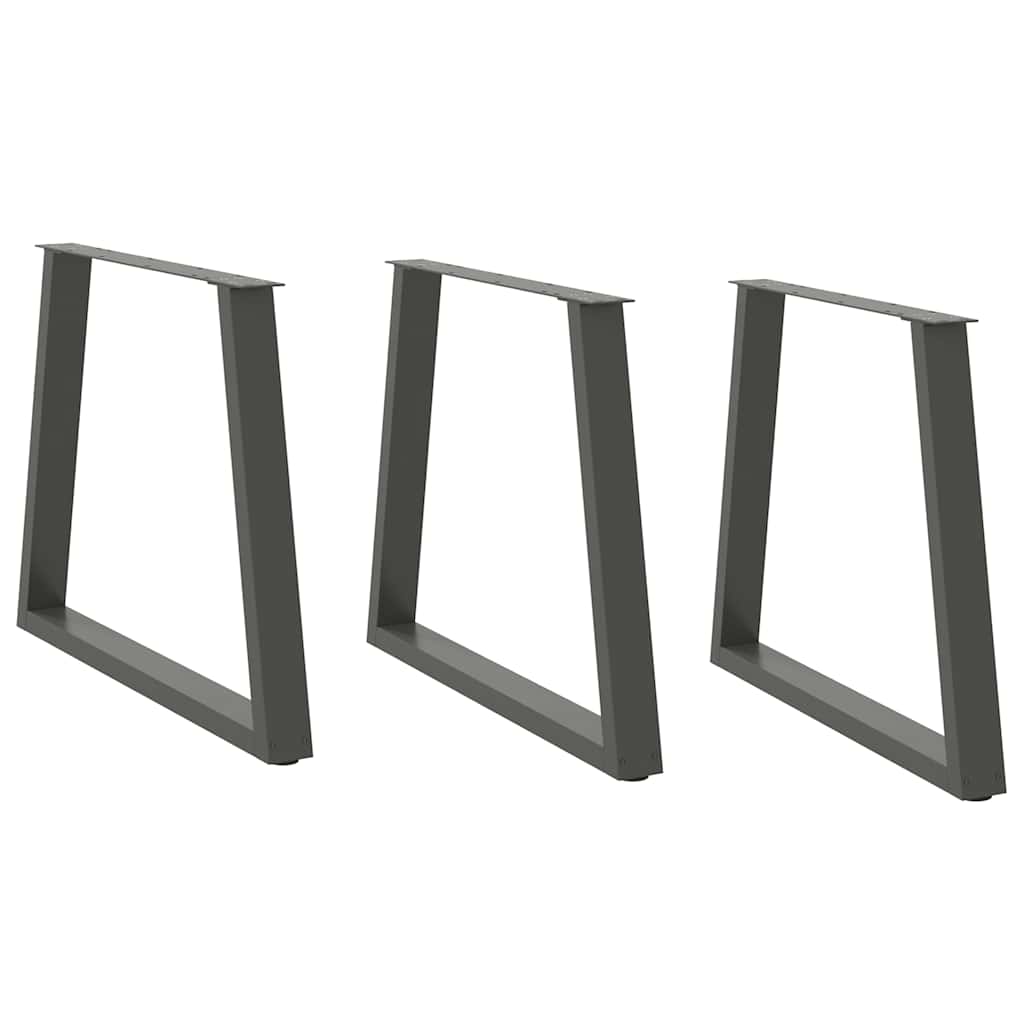 Gambe Tavolo Pranzo a V 3 pz Antracite 80x(72-73,3)cm Acciaio - homemem39