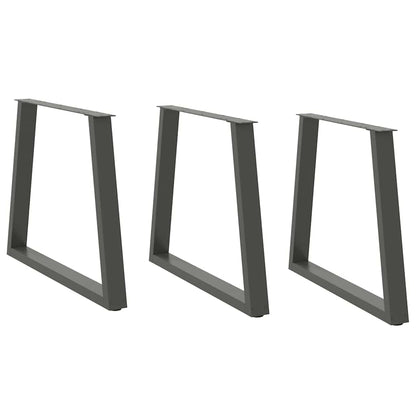 Gambe Tavolo Pranzo a V 3 pz Antracite 80x(72-73,3)cm Acciaio - homemem39