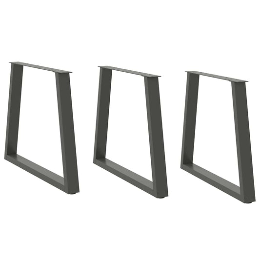 Gambe Tavolo Pranzo a V 3 pz Antracite 80x(72-73,3)cm Acciaio - homemem39