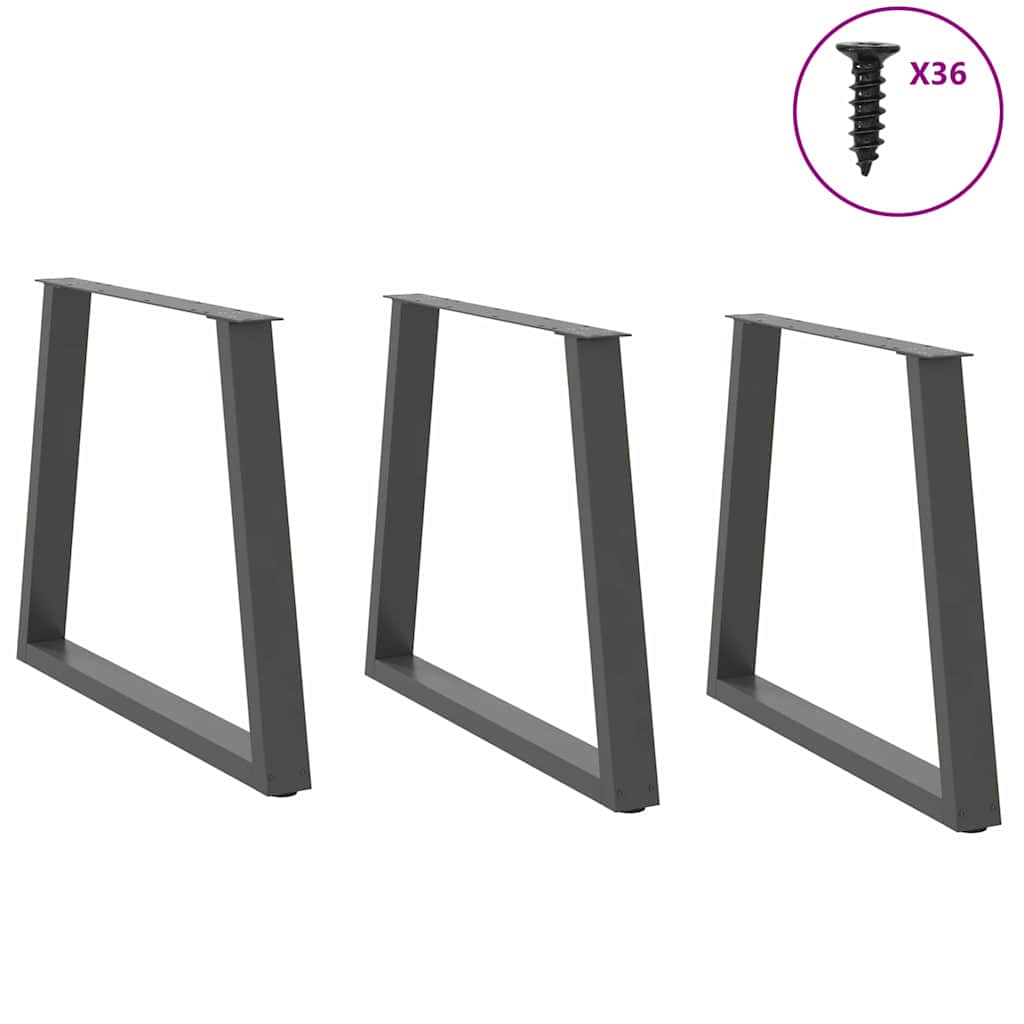 Gambe Tavolo Pranzo a V 3 pz Antracite 80x(72-73,3)cm Acciaio - homemem39