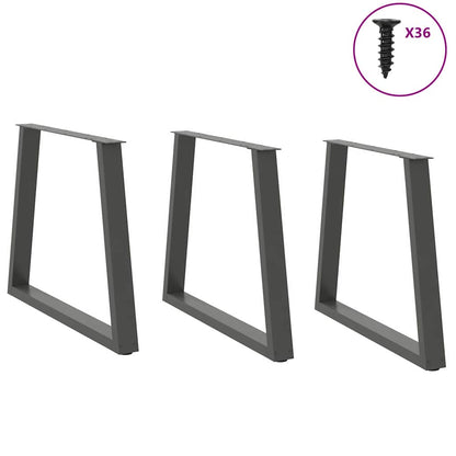Gambe Tavolo Pranzo a V 3 pz Antracite 80x(72-73,3)cm Acciaio - homemem39