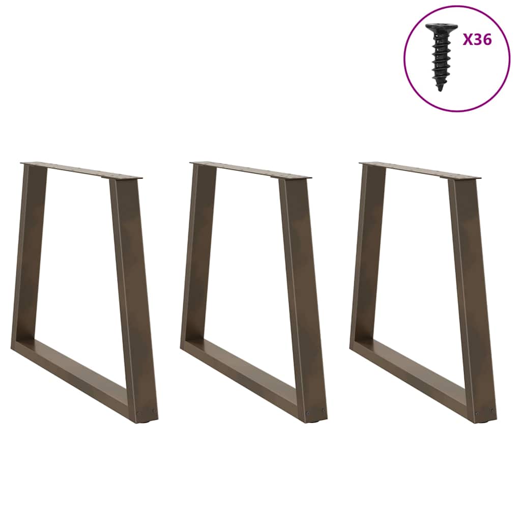Gambe per Tavolo Pranzo a V 3pz Naturale 80x(72-73,3)cm Acciaio - homemem39