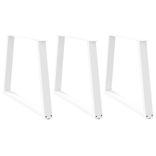 Gambe per Tavolo Pranzo a V 3 pz Bianco 90x(72-73,3)cm Acciaio - homemem39