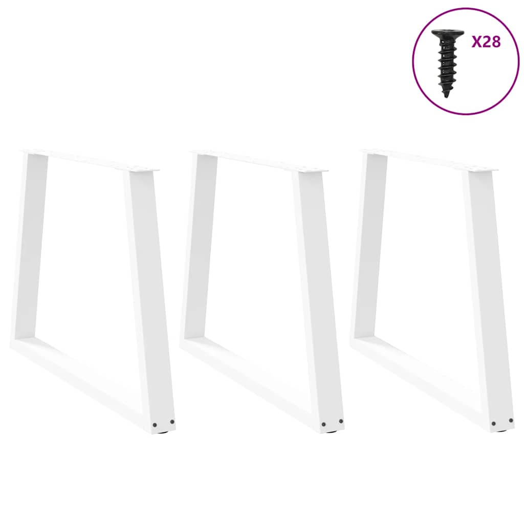 Gambe per Tavolo Pranzo a V 3 pz Bianco 90x(72-73,3)cm Acciaio - homemem39