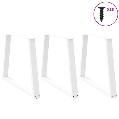 Gambe per Tavolo Pranzo a V 3 pz Bianco 90x(72-73,3)cm Acciaio - homemem39