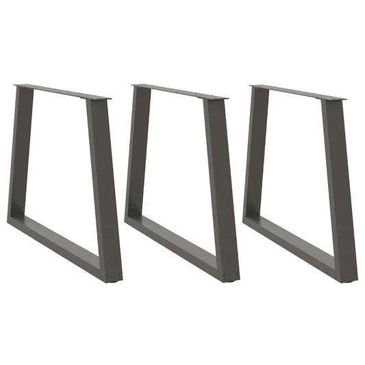Gambe Tavolo Pranzo a V 3 pz Antracite 90x(72-73,3)cm Acciaio - homemem39