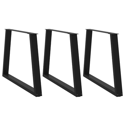 Gambe per Tavolo da Pranzo a V 3pz Nero 100x(72-73,3)cm Acciaio - homemem39