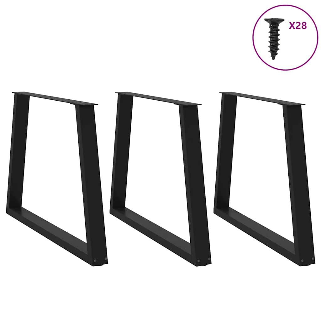 Gambe per Tavolo da Pranzo a V 3pz Nero 100x(72-73,3)cm Acciaio - homemem39