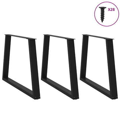 Gambe per Tavolo da Pranzo a V 3pz Nero 100x(72-73,3)cm Acciaio - homemem39