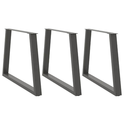 Gambe Tavolo Pranzo a V 3 pz Antracite 100x(72-73,3)cm Acciaio - homemem39