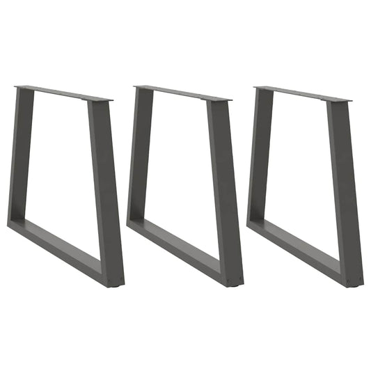 Gambe Tavolo Pranzo a V 3 pz Antracite 100x(72-73,3)cm Acciaio - homemem39
