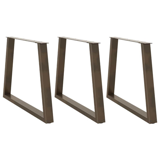 Gambe Tavolo Pranzo a V 3 pz Naturale 100x(72-73,3)cm Acciaio - homemem39