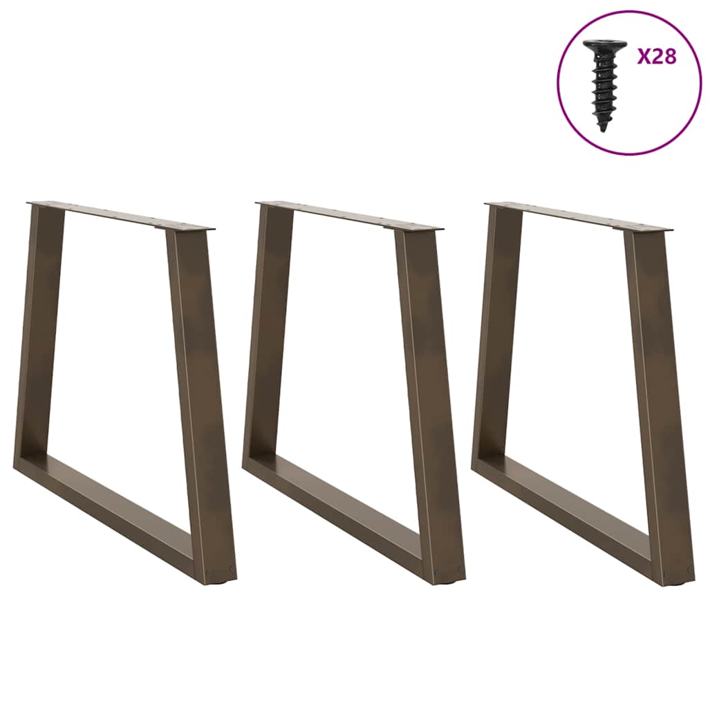 Gambe Tavolo Pranzo a V 3 pz Naturale 100x(72-73,3)cm Acciaio - homemem39
